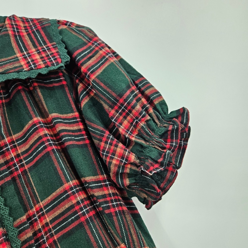 Ivy City Co. Sophia Dress Red Green Plaid Ruffle Eyelet Trim Cottagecore Size 6 - Picture 7 of 11